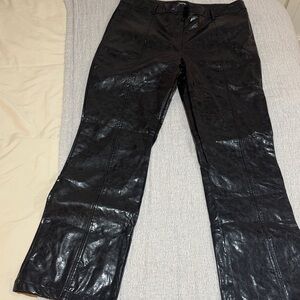 PrettyLittleThing Glossy Black Faux Leather Straight Leg Trousers— TALL